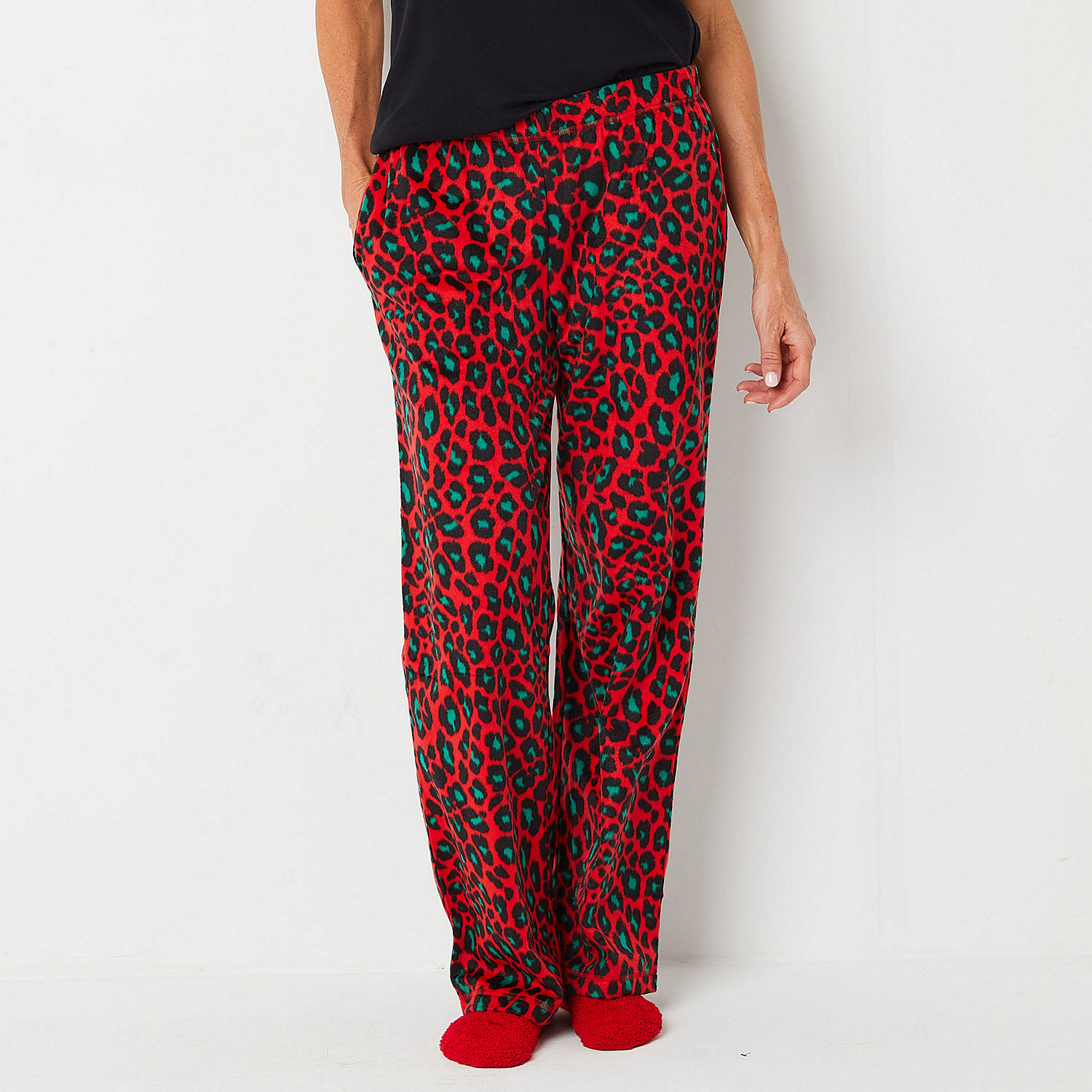 Sleep Chic Womens Fleece Pajama Pants with Sock, Color: Cinlee Animal ...