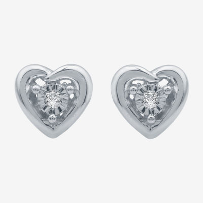 Womens Diamond Accent Natural White Diamond Sterling Silver Heart 2-pc. Jewelry Set