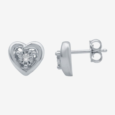 Womens Diamond Accent Natural White Diamond Sterling Silver Heart 2-pc. Jewelry Set