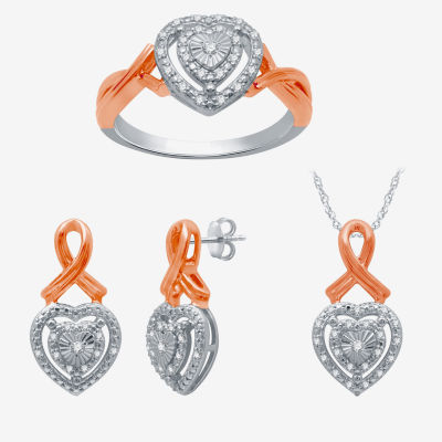 1/3 CT. T.W. Natural White Diamond 14K Rose Gold Over Silver Heart 3-pc. Jewelry Set