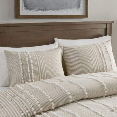 Morgan Gray and White Striped 6 pc Comforter Bed Set by Harbor House