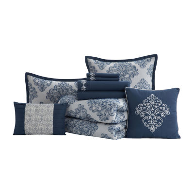 Stratford Park Lana 10-pc. Damask + Scroll Midweight Comforter Set