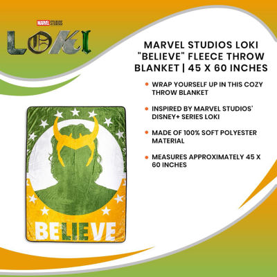 Marvel Loki Believe 45 X 60 Inch Unisex Throw Blanket