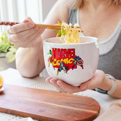 Marvel Comics Ceramic Ramen Bowl With Chopsticks