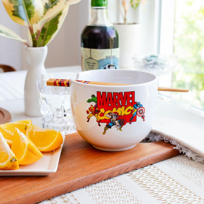 Marvel Comics Ceramic Ramen Bowl With Chopsticks