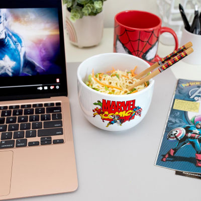 Marvel Comics Ceramic Ramen Bowl With Chopsticks