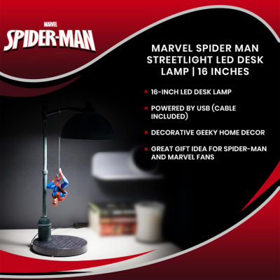 Marvel Street Lamp With Spiderman Figure 16 Inch Led Desk Lamp