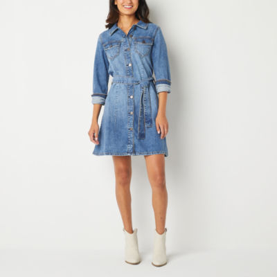 a.n.a Long Sleeve Denim Shirt Dress