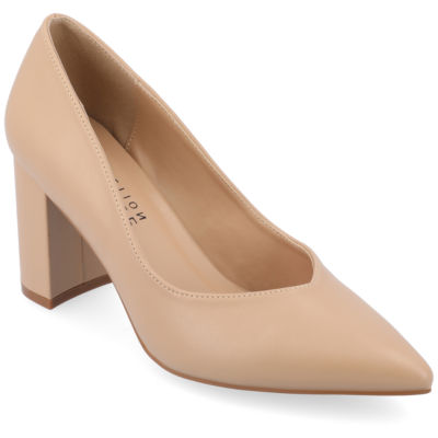 Journee Collection Womens Simonne Pointed Toe Block Heel Pumps