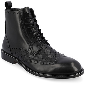 Thomas And Vine Mens Legacy Flat Heel Lace Up Boots, Color: Black