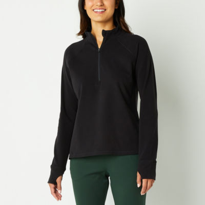 Xersion Womens Long Sleeve Quarter-Zip Pullover Plus