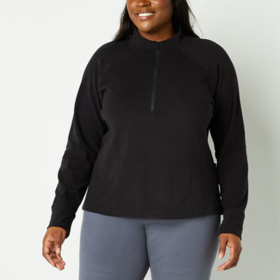 Xersion Womens Cozy Mock Neck Long Sleeve Quarter-Zip Pullover Plus