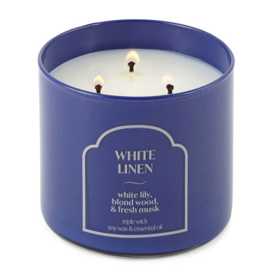 Distant Lands 14oz 3 Wick White Linen Scented Jar Candle