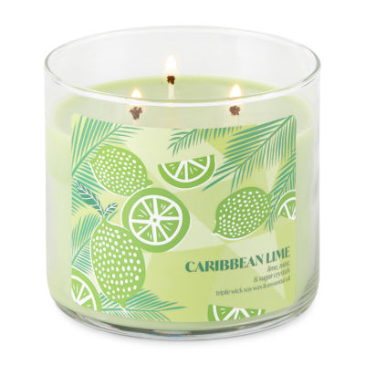 Distant Lands 14 Oz 3 Wick Caribbean Lime Scented Jar Candle, Color