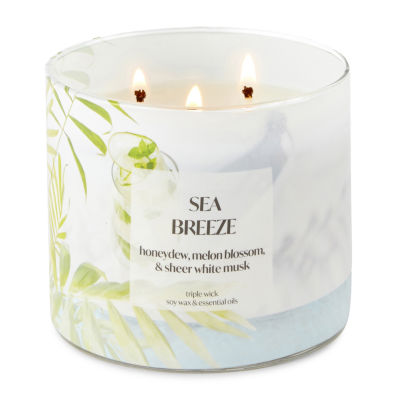 Distant Lands 14 Oz 3 Wick Sea Breeze Scented Jar Candle, Color Blue