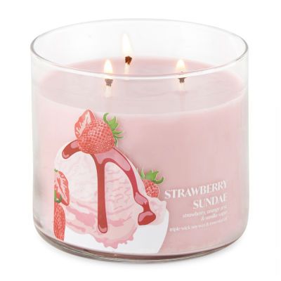 Distant Lands 14 Oz 3 Wick Strawberry Sundae Scented Jar Candle