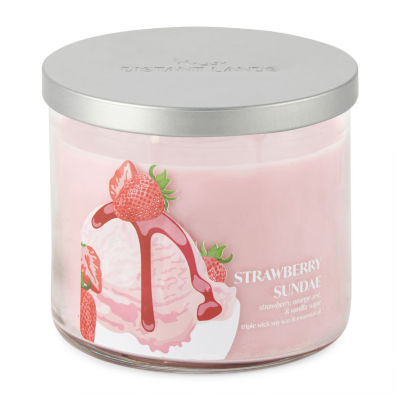 Distant Lands 14 Oz 3 Wick Strawberry Sundae Scented Jar Candle