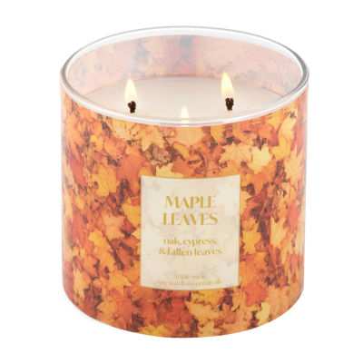 Distant Lands 14 Oz 3 Wick Maple Leaves Scented Jar Candle, Color