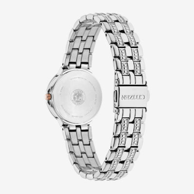 Citizen Silhouette Crystal Womens Crystal Accent Silver Tone Stainless Steel Bracelet Watch Ew2340-58a