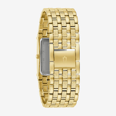 Bulova Diamond Mens Gold Tone Bracelet Watch 97f52