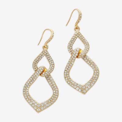 Bold Elements Gold Tone Glass Drop Earrings