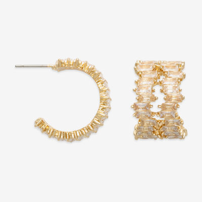 Bold Elements Womens Cubic Zirconia 14.2mm Hoop Earrings