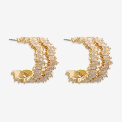 Bold Elements Womens Cubic Zirconia 14.2mm Hoop Earrings