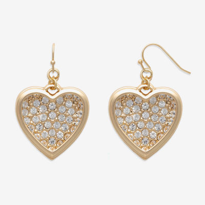 Bold Elements Gold Tone Heart Drop Earrings