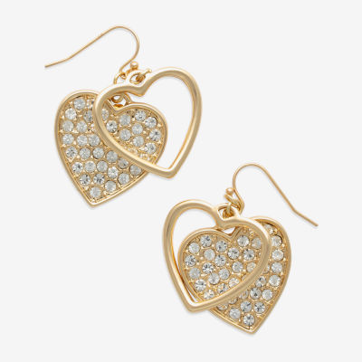 Bold Elements Gold Tone Heart Drop Earrings