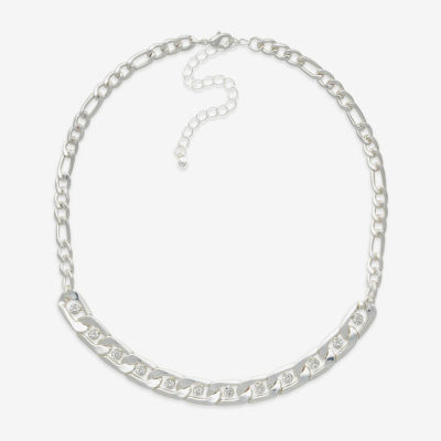 Bold Elements Silver Tone Womens 16 Inch Curb Chain Necklace