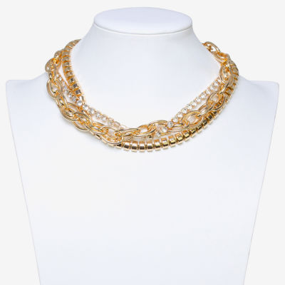 Bold Elements Gold Tone Glass Gold Tone Strand Necklace