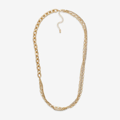 Bold Elements Gold Tone Womens Glass 24 Inch Strand Necklace