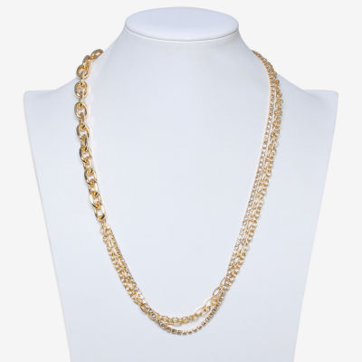 Bold Elements Gold Tone Glass 24 Inch Fashion Strand Necklace