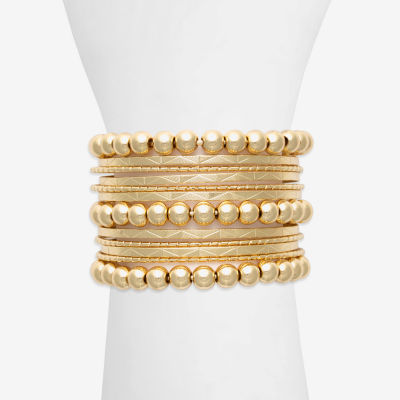 Bold Elements Gold Tone Glass Cuff Bracelet