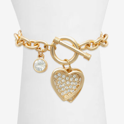 Bold Elements Gold Tone Gold Tone Heart Charm Bracelet