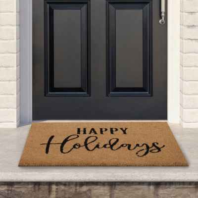 Northlight Coir Happy Holidays Indoor Rectangular Doormat