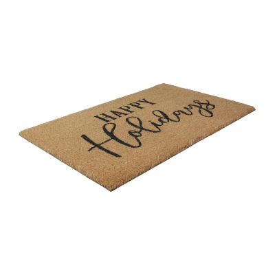 Northlight Coir Happy Holidays Indoor Rectangular Doormat