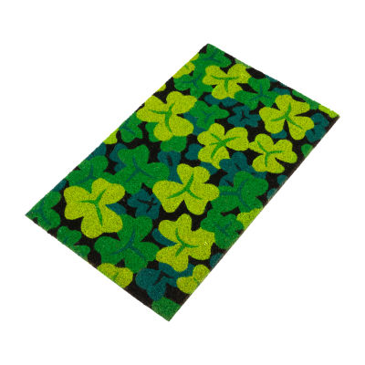 Northlight Coir Green Shamrock Outdoor Rectangular Doormat