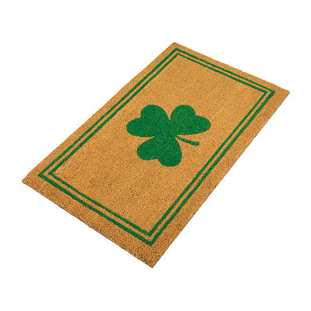 Northlight Natural Coir Shamrock Stripes Outdoor Rectangular Doormats, One Size, Brown