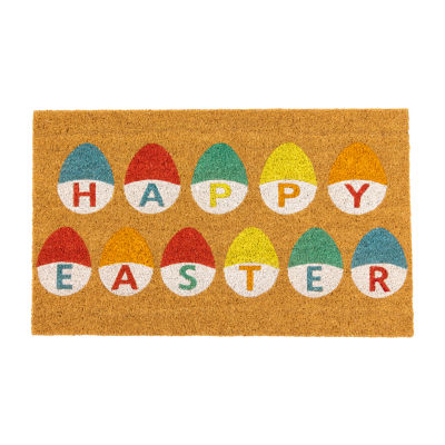 Northlight Natural Coir Happy Easter Egg Outdoor Rectangular Doormat