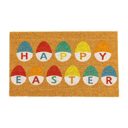 Northlight Natural Coir Happy Easter Egg Outdoor Rectangular Doormats, One Size, Multiple Colors