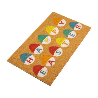 Northlight Natural Coir Happy Easter Egg Outdoor Rectangular Doormat