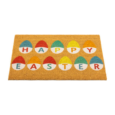 Northlight Natural Coir Happy Easter Egg Outdoor Rectangular Doormat