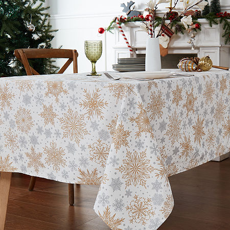 Avanti Snowflakes Tablecloths, One Size, White