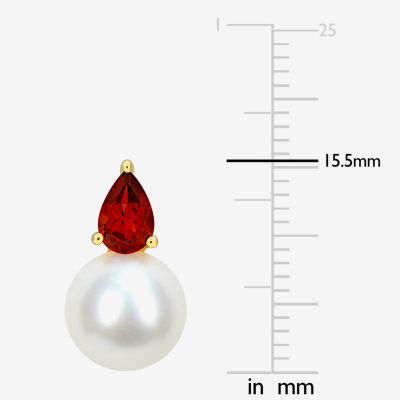 White Cultured Freshwater Pearl 18K Gold Over Silver 15.5mm Stud Earrings