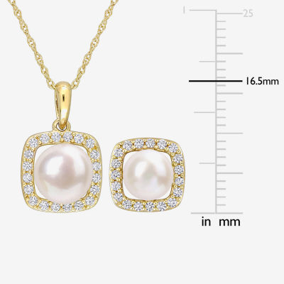 White Cultured Freshwater Pearl 10K Gold Cushion 2-pc. Jewelry Set