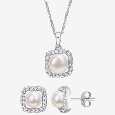 White Cultured Freshwater Pearl 10K White Gold Cushion 2-pc. Jewelry Set