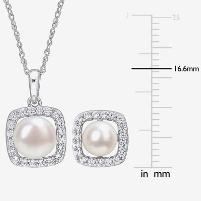 White Cultured Freshwater Pearl 10K White Gold Cushion 2-pc. Jewelry Set