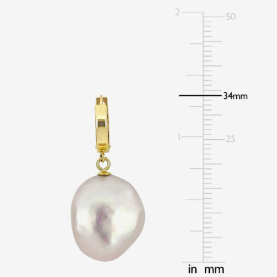 White Cultured Freshwater Pearl 14K Gold Drop Earrings