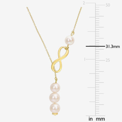 Womens White 18K Gold Over Silver 18 Inch Y Necklace